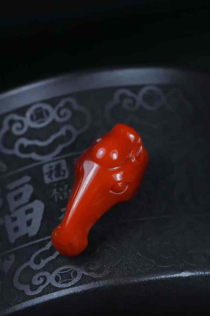 Nanhong Agate Horse Head Pendant w Certificate - 4