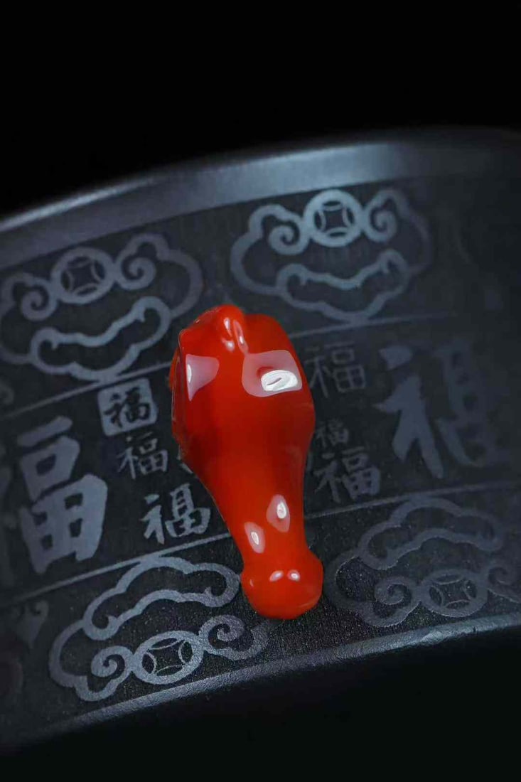 Nanhong Agate Horse Head Pendant w Certificate - 5