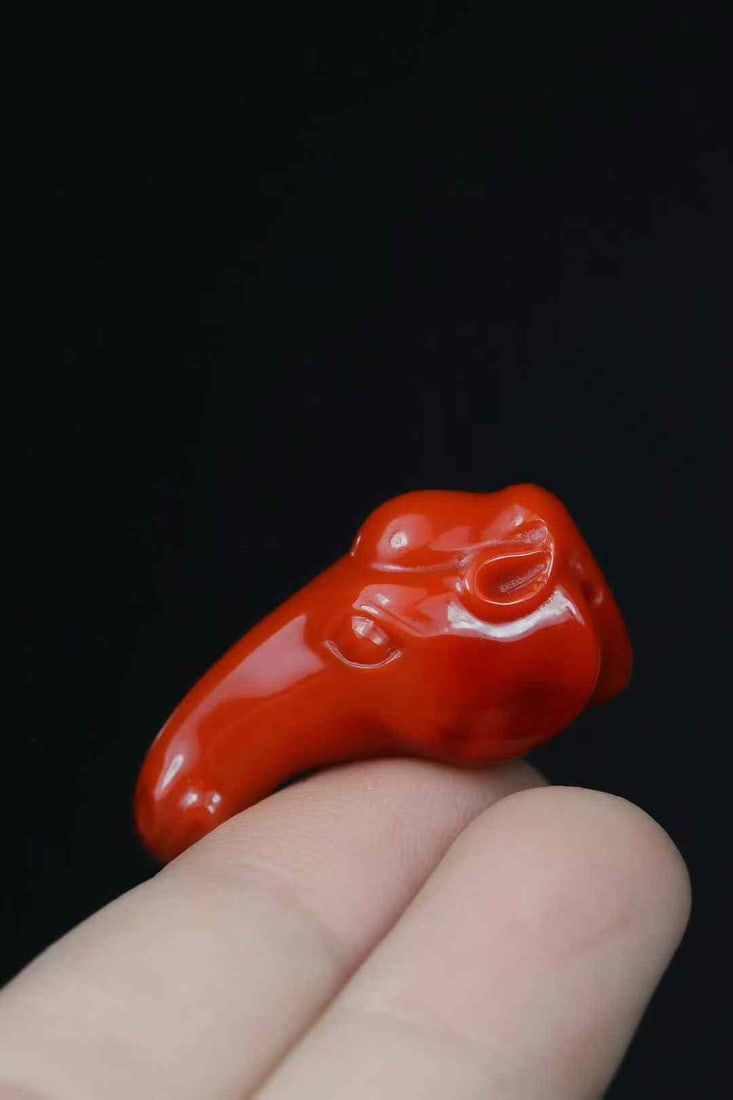 Nanhong Agate Horse Head Pendant w Certificate - 6