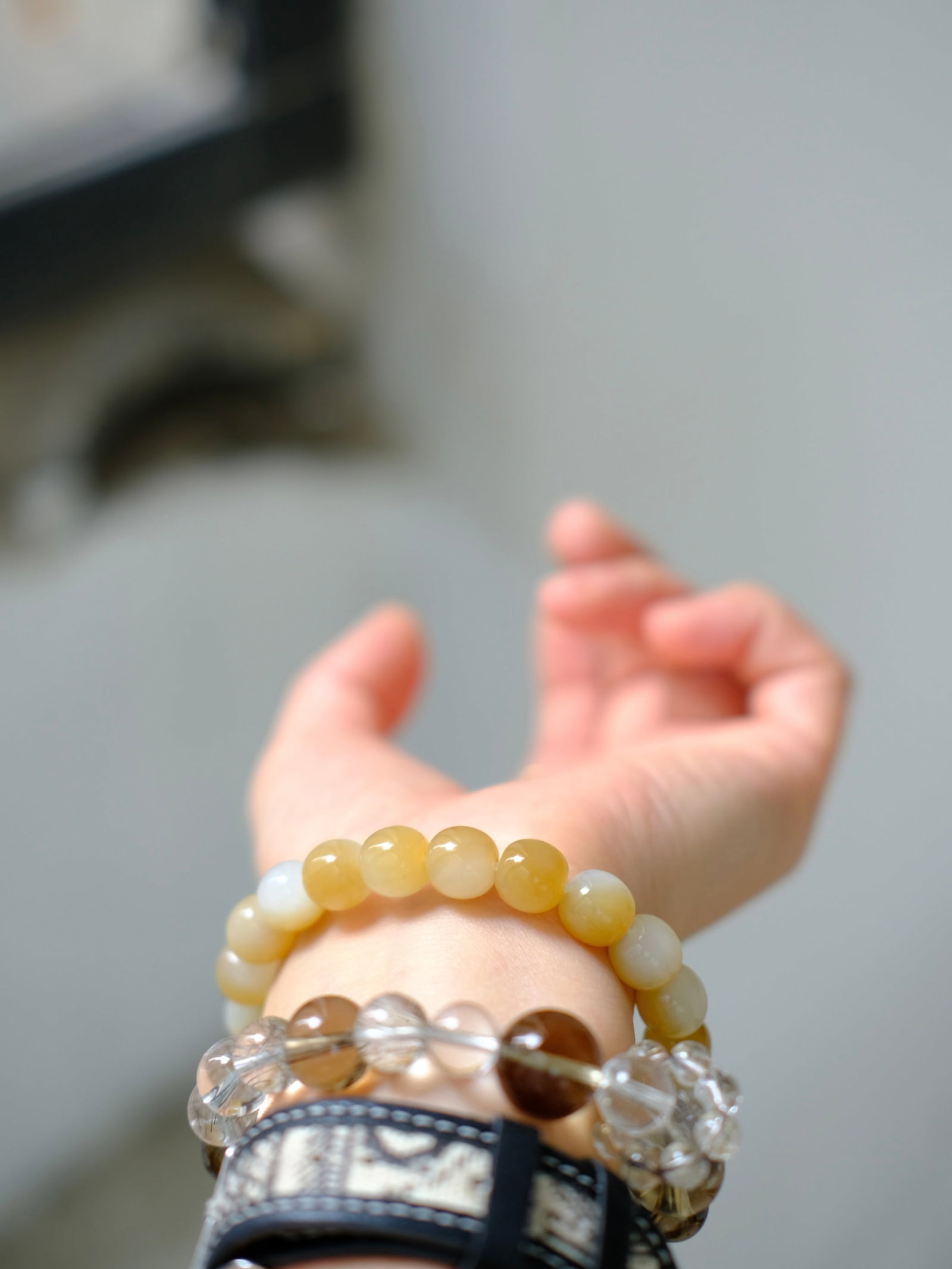 Natural Hetian Jade Beads Bracelet Bangle w Certificate - 3
