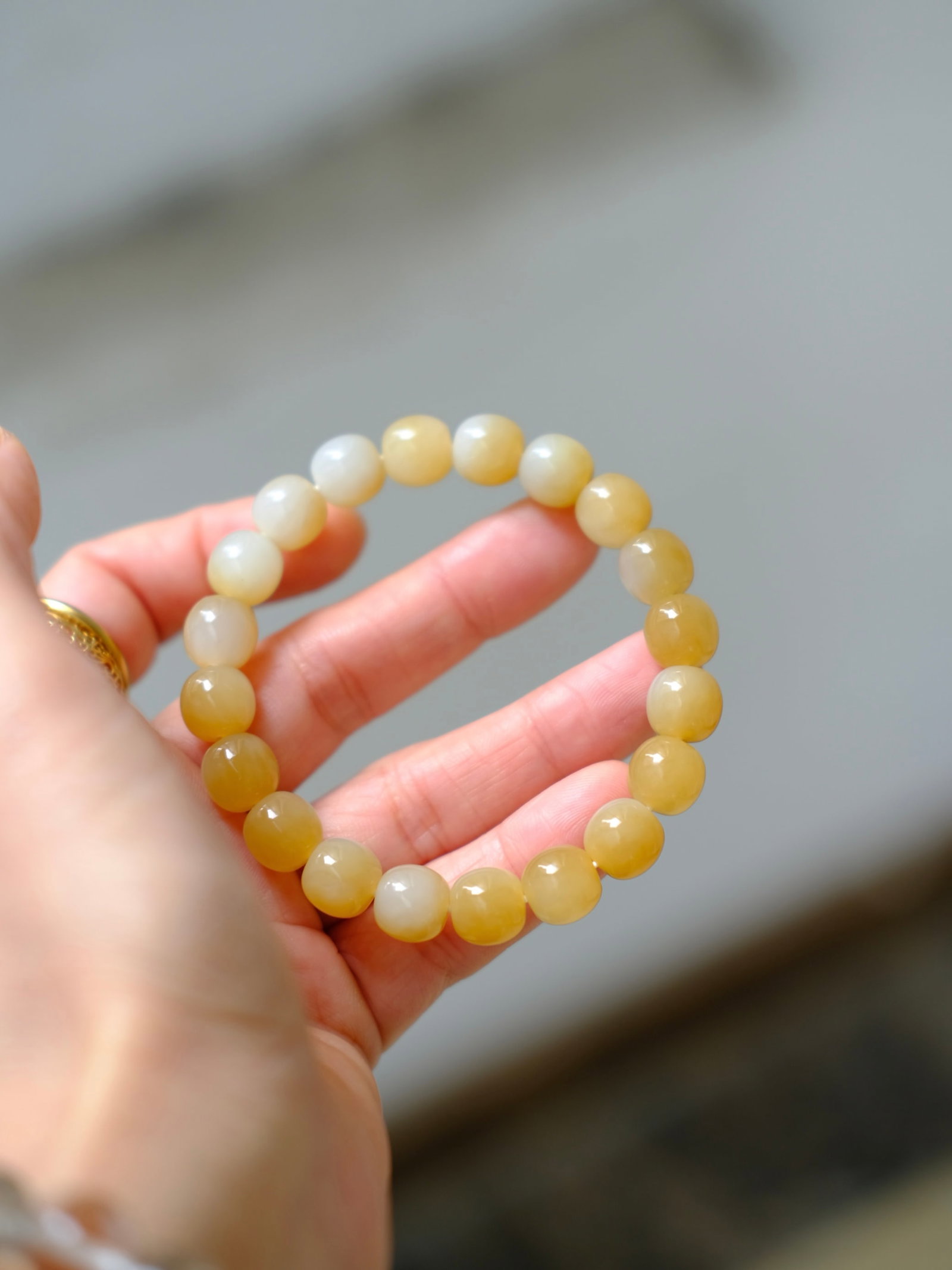 Natural Hetian Jade Beads Bracelet Bangle w Certificate - 6