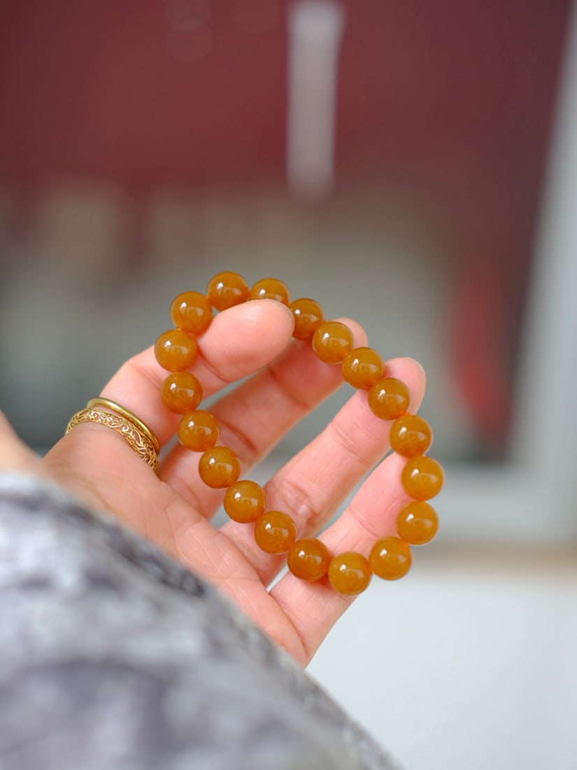 10mm Hetian Jade Beads Bracelet Bangle w Certificate - 2