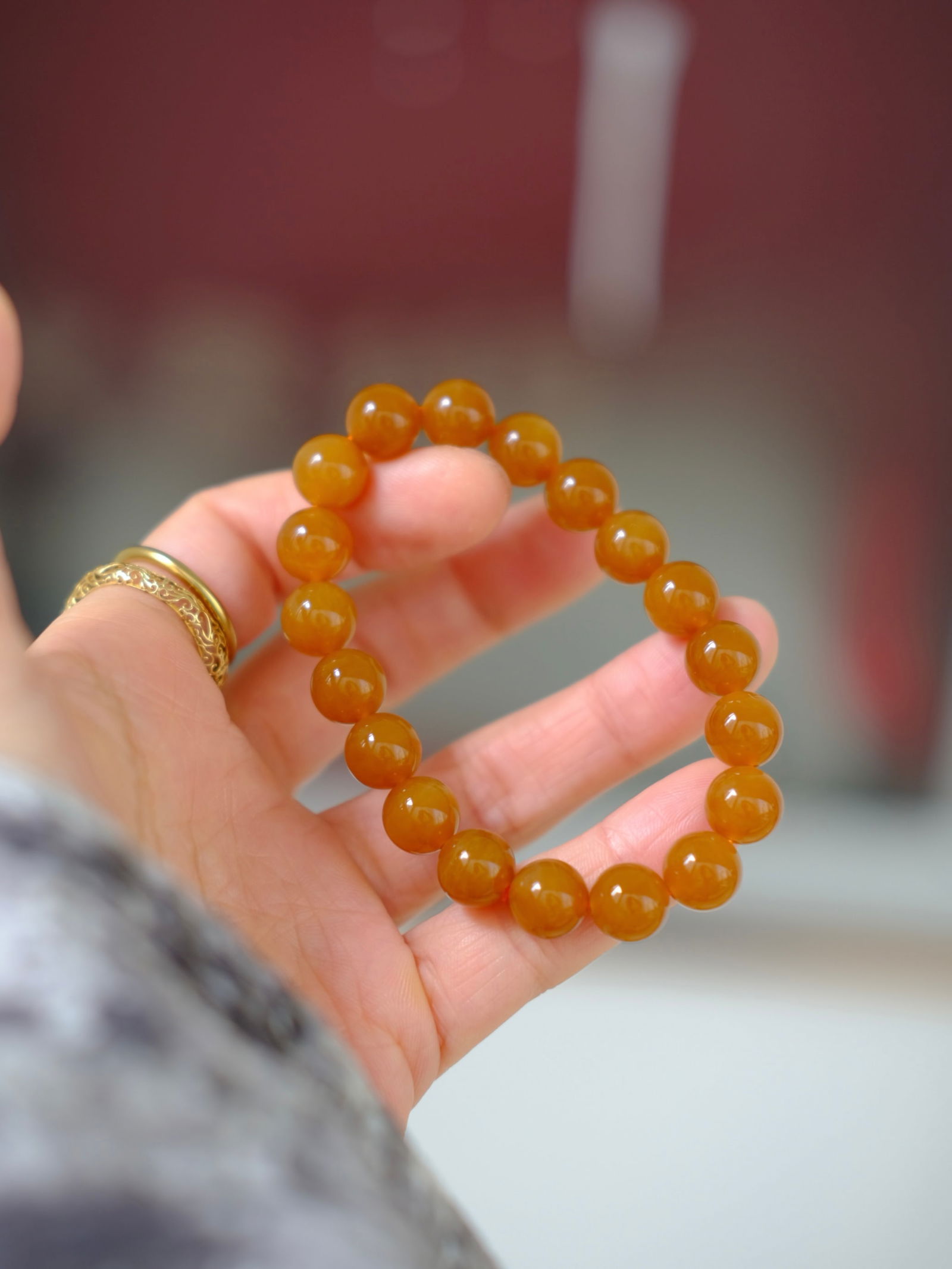 10mm Hetian Jade Beads Bracelet Bangle w Certificate - 3