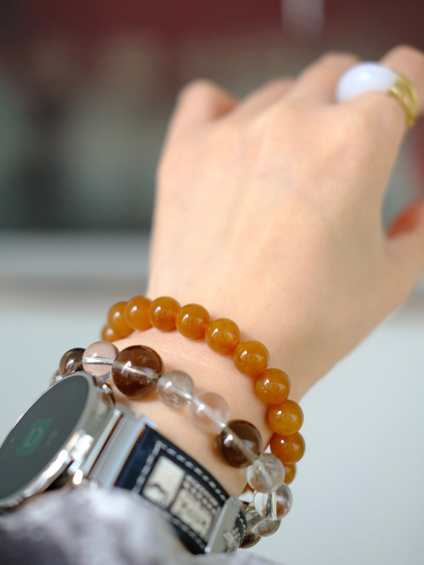 10mm Hetian Jade Beads Bracelet Bangle w Certificate - 4