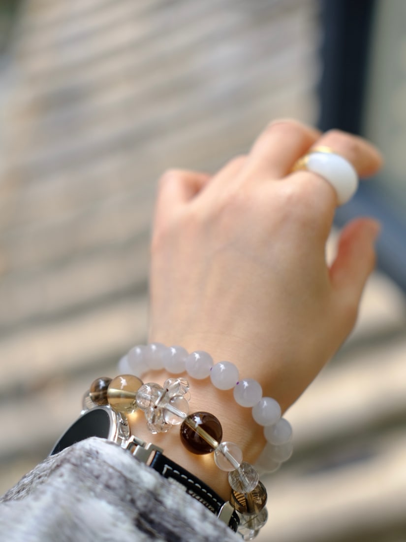 10mm Purple Hetian Jade Beads Bracelet Bangle w Certificate - 3