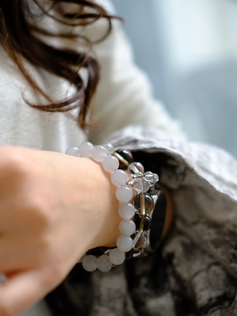 10mm Purple Hetian Jade Beads Bracelet Bangle w Certificate - 5