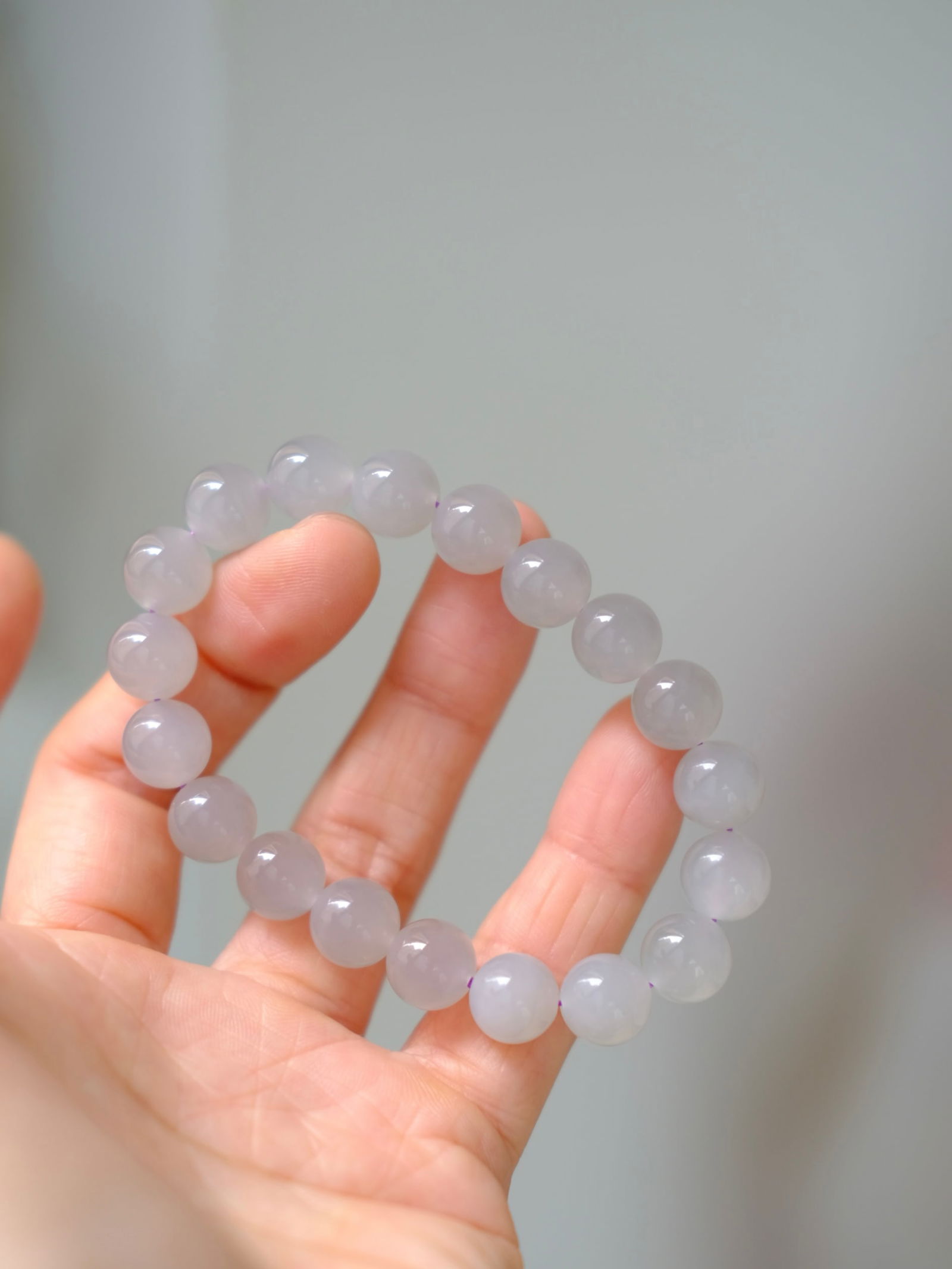 10mm Purple Hetian Jade Beads Bracelet Bangle w Certificate - 6