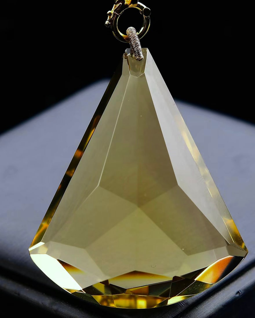 Natural Yellow Crystal Pendant w Certificate - 2