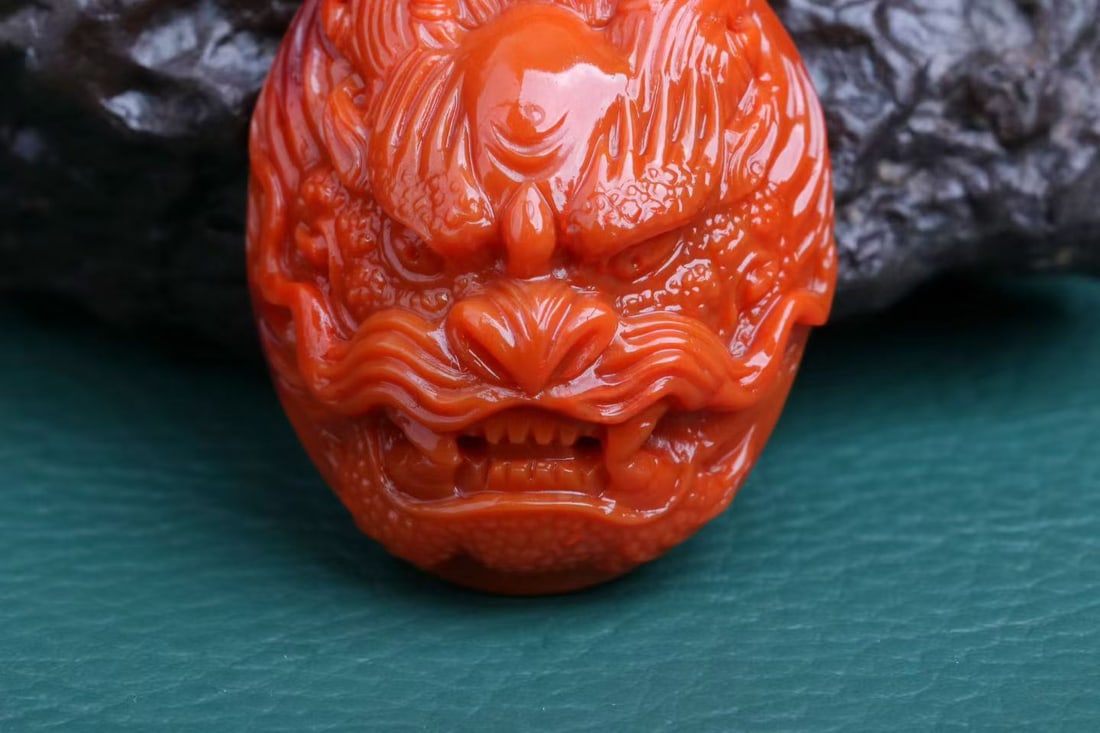 Nanhong Agate Pendant - Dragon - 3