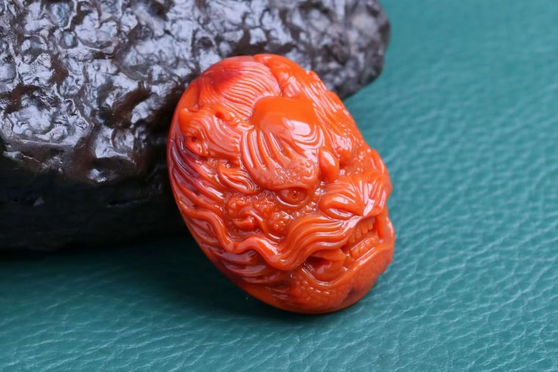 Nanhong Agate Pendant - Dragon - 4