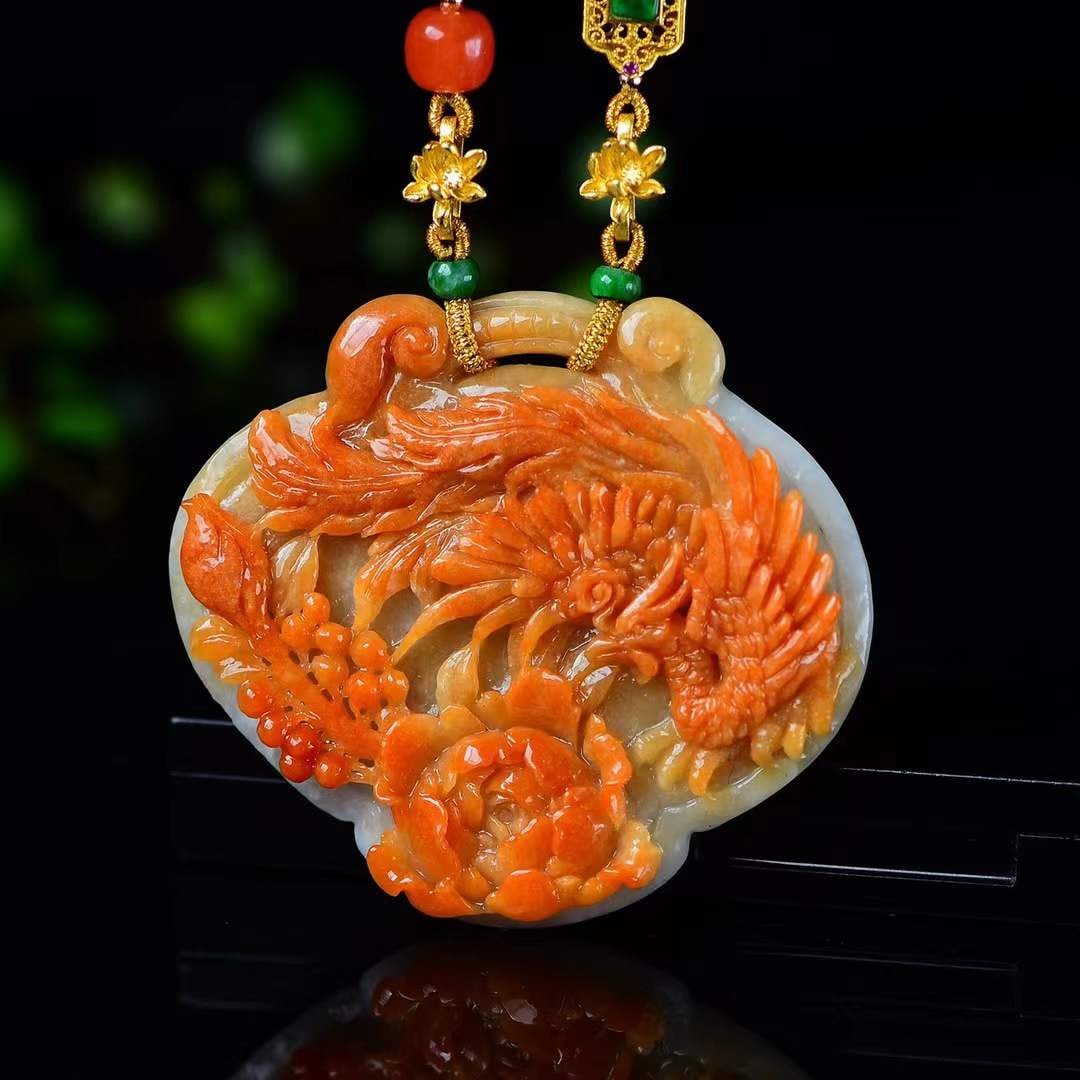 Yellow Jadeite Hand-carved Phoenix Flower Pendant w Certificate: Title: Yellow Jadeite Hand-carved Phoenix Flower Pendant w Certificate Origin: Chinese Date/Period: After2024 Materials: Jadeite Dimensions: 57x64.3x12(mm) 2.24x2.53x0.47(inches) Reserve: $999.00 Ship