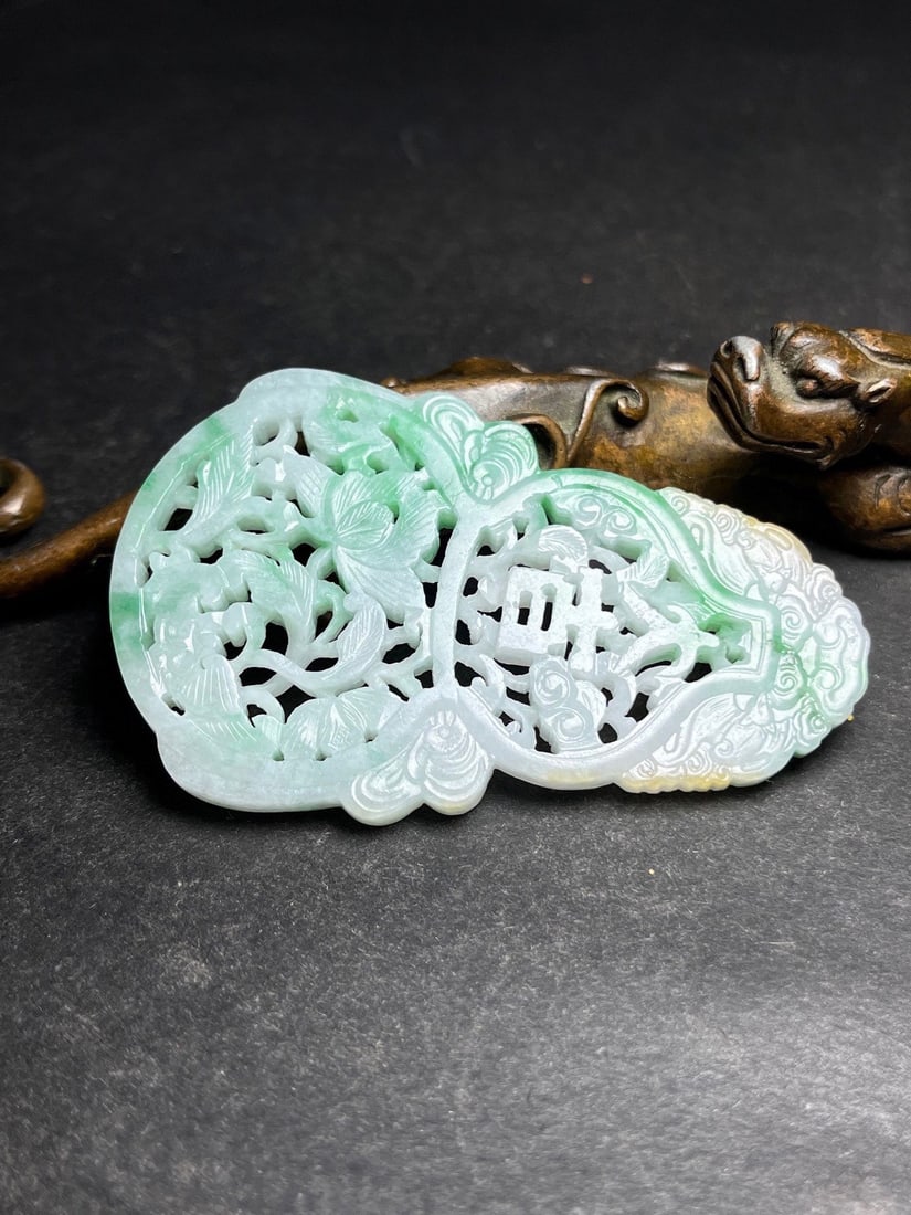 Openwork Jadeite Pendant - Gourd - 2