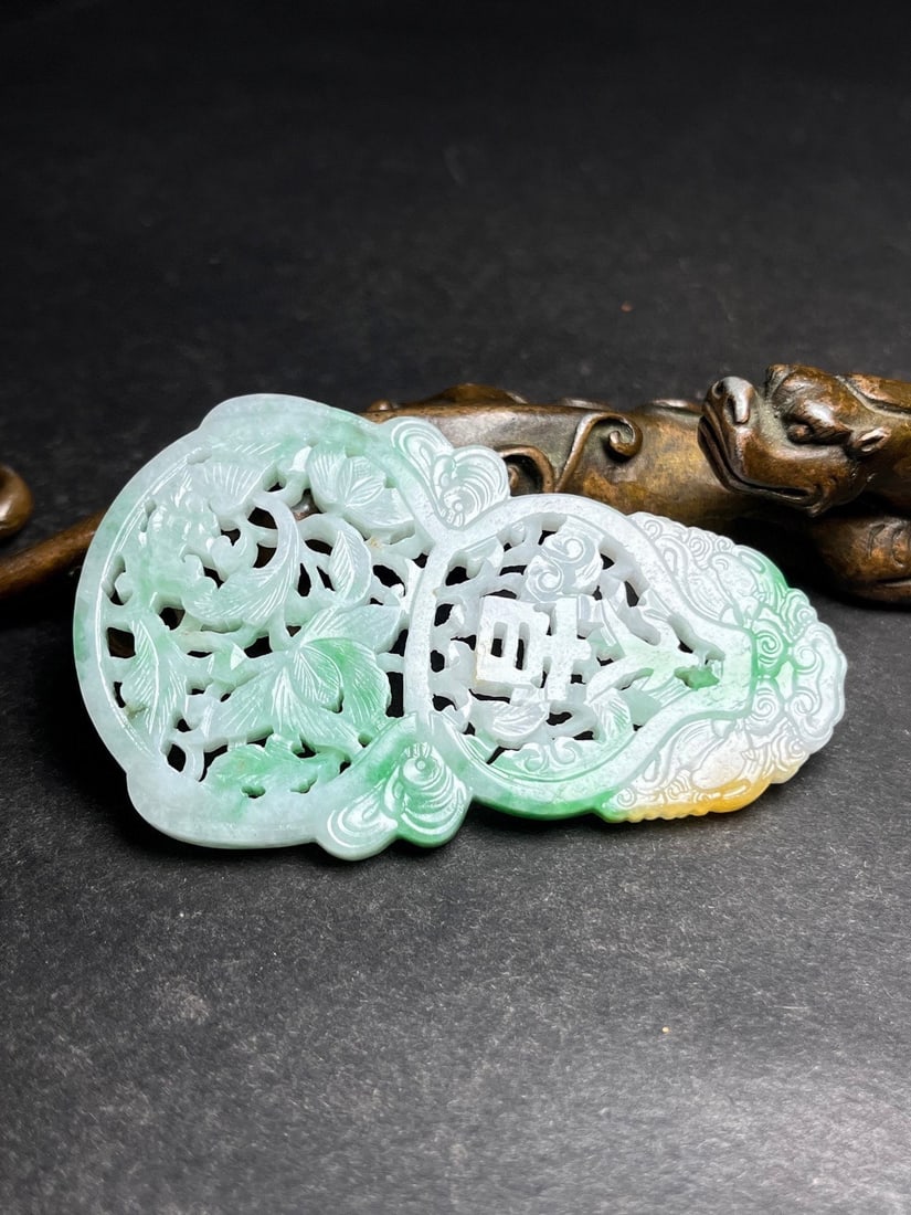 Openwork Jadeite Pendant - Gourd - 6
