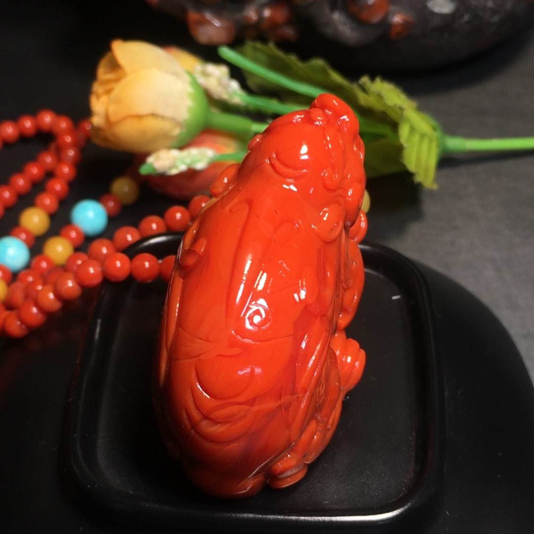 Nanhong Agate Hand-carved Pixiu Pendant with Necklace - 4