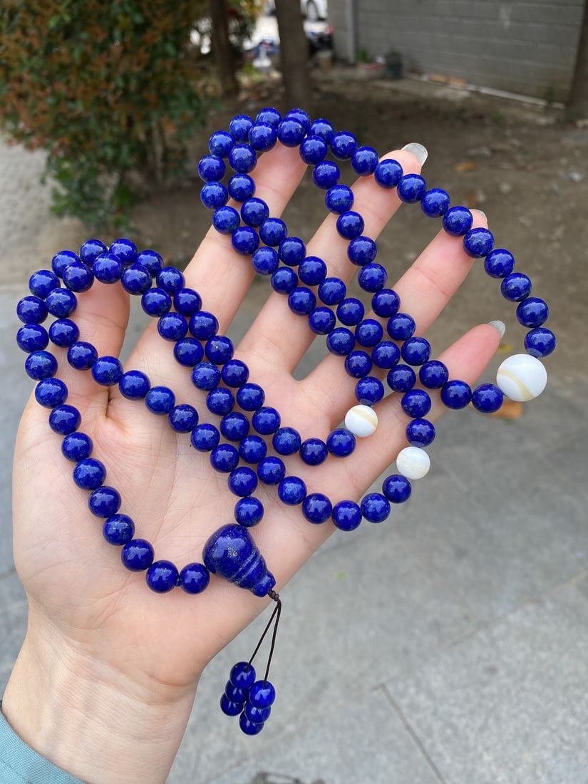 108 Beads Natural Lapis Lazuli Sweater Necklace - 2