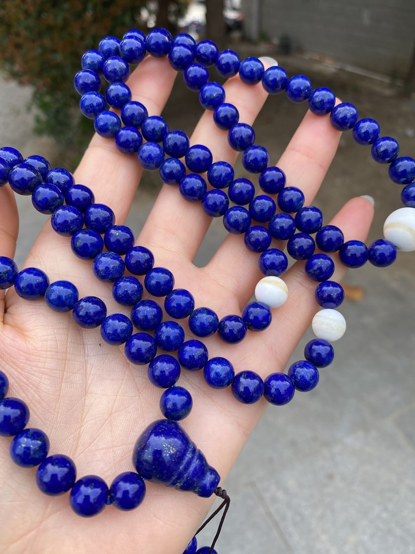 108 Beads Natural Lapis Lazuli Sweater Necklace - 3