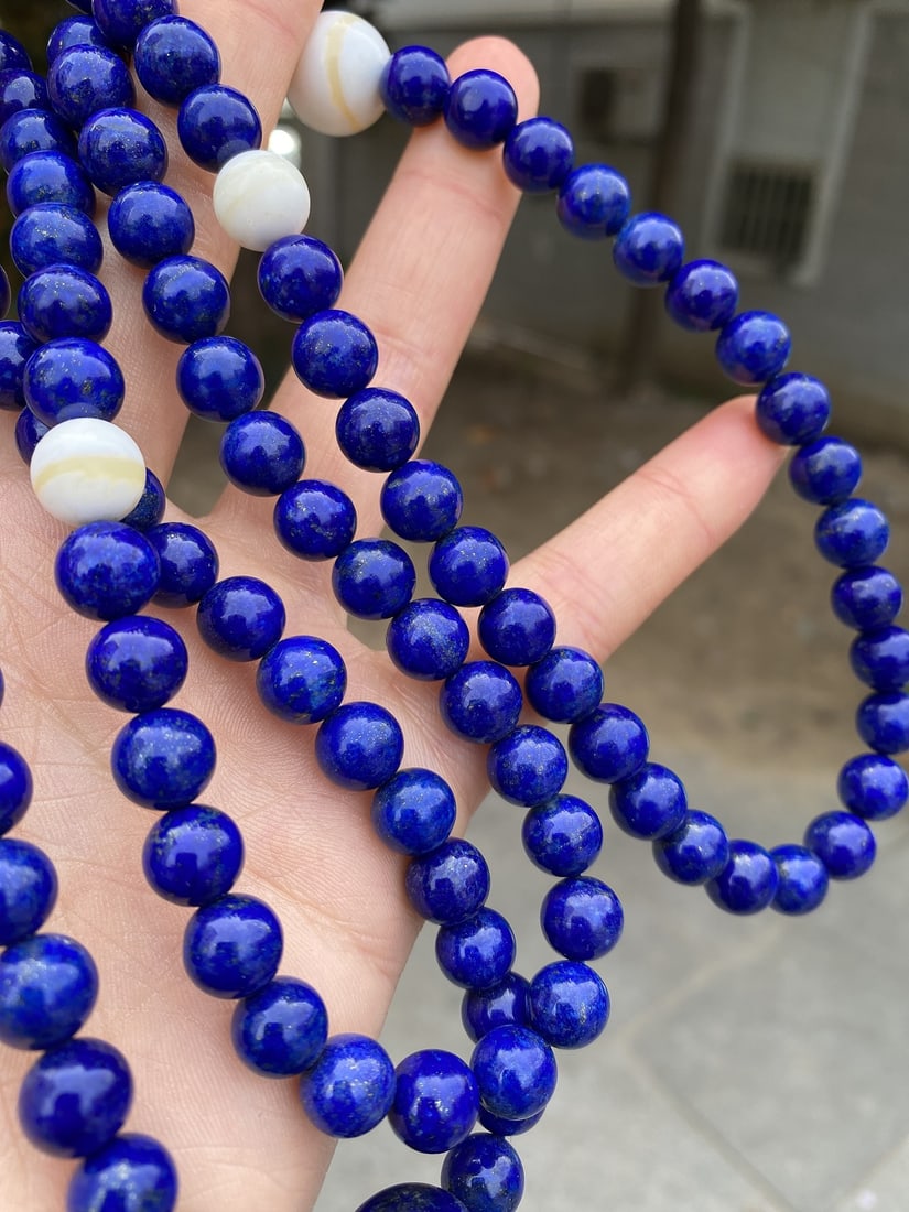 108 Beads Natural Lapis Lazuli Sweater Necklace - 4