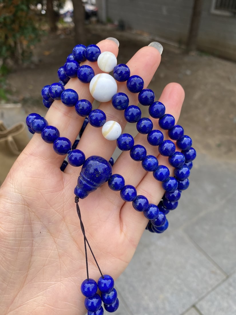 108 Beads Natural Lapis Lazuli Sweater Necklace - 5