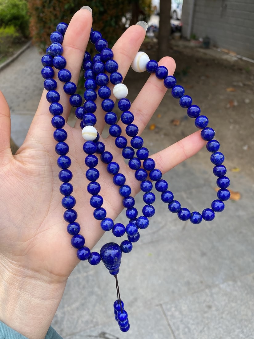 108 Beads Natural Lapis Lazuli Sweater Necklace - 6