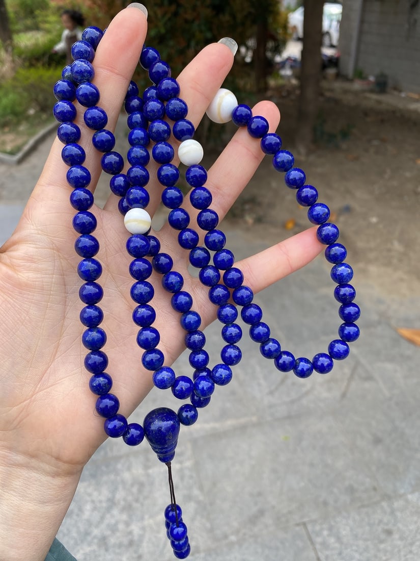 108 Beads Natural Lapis Lazuli Sweater Necklace - 8