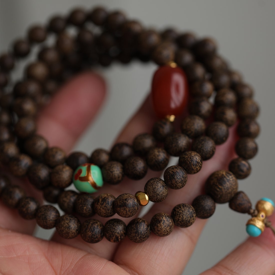 Chenxiang Wood,Nanhong Agate Hand Chain - 3