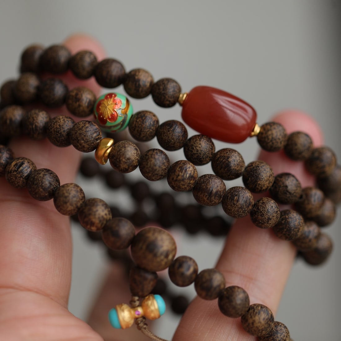 Chenxiang Wood,Nanhong Agate Hand Chain - 5