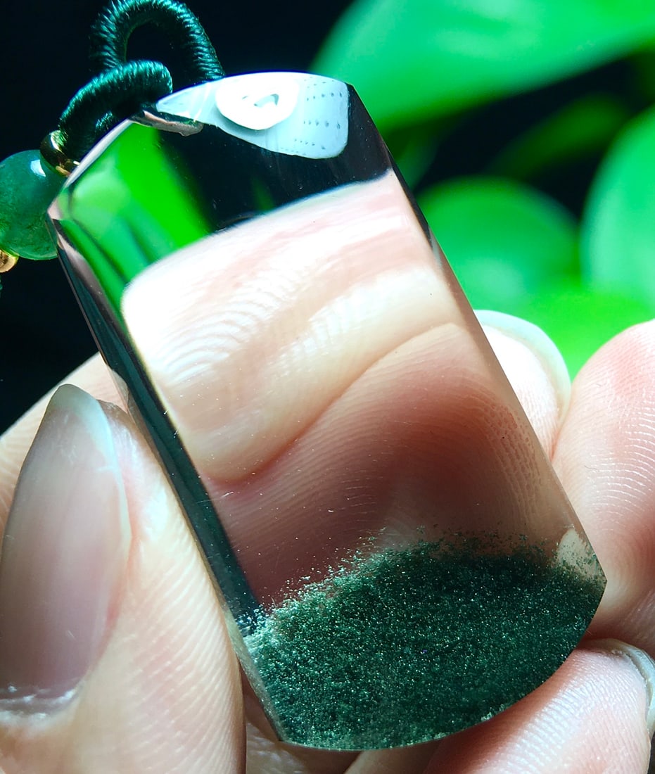 Natural Green Crystal Lucky Pendant w Certificate - 3