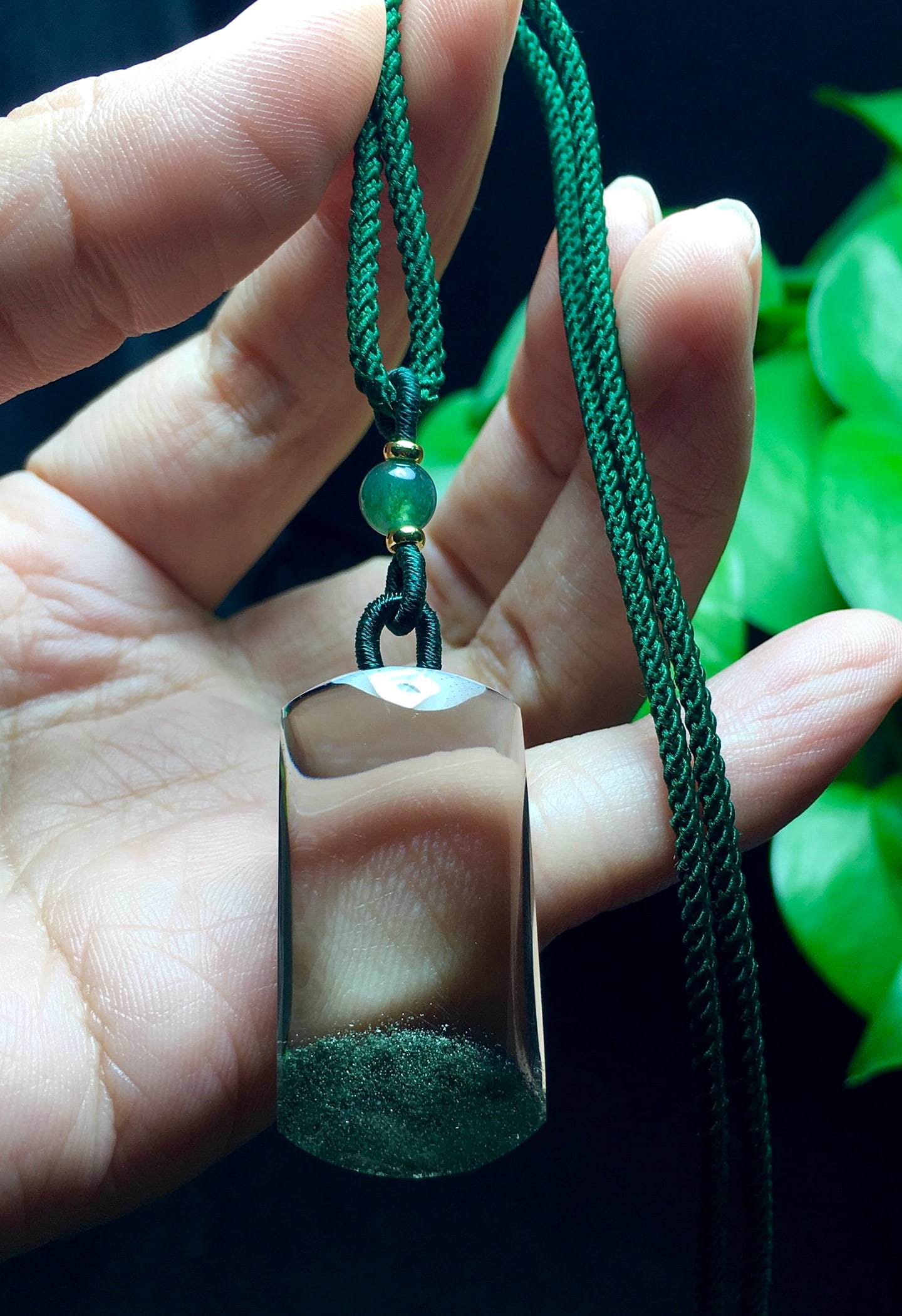 Natural Green Crystal Lucky Pendant w Certificate - 4