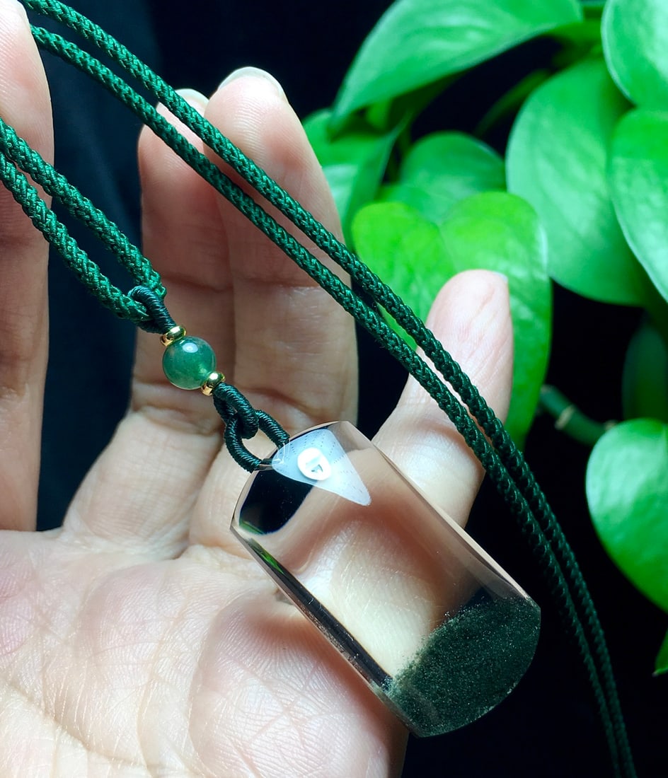 Natural Green Crystal Lucky Pendant w Certificate - 5