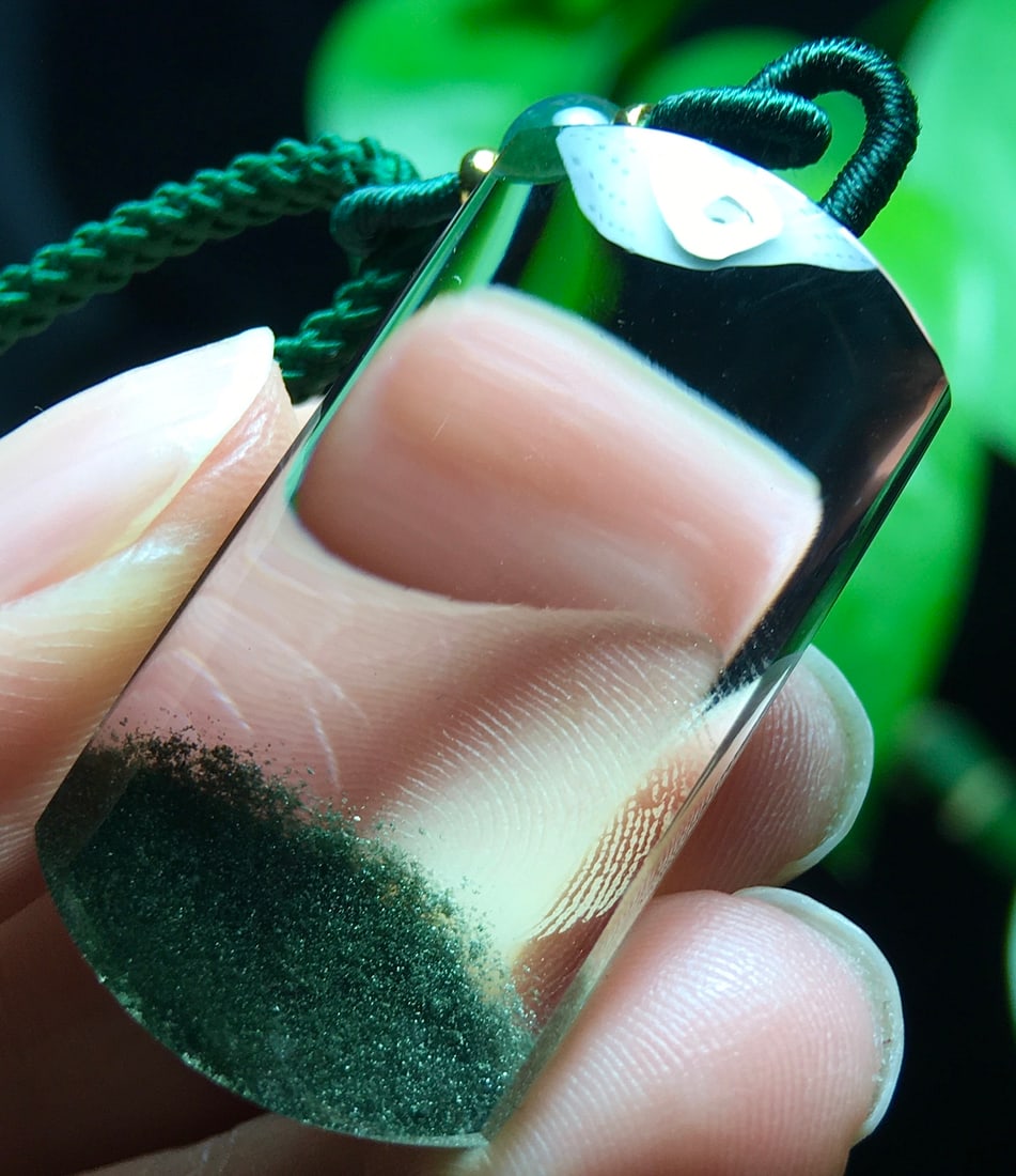 Natural Green Crystal Lucky Pendant w Certificate - 6