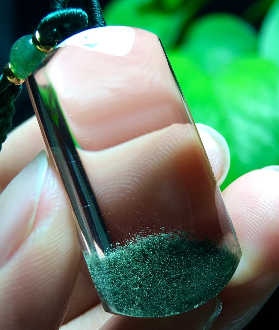 Natural Green Crystal Lucky Pendant w Certificate - 7