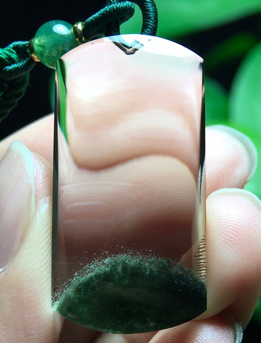 Natural Green Crystal Lucky Pendant w Certificate - 9