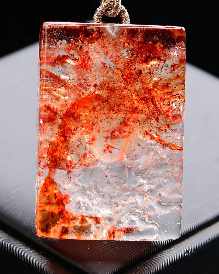 Orange Crystal Pendant - Buddha - 2