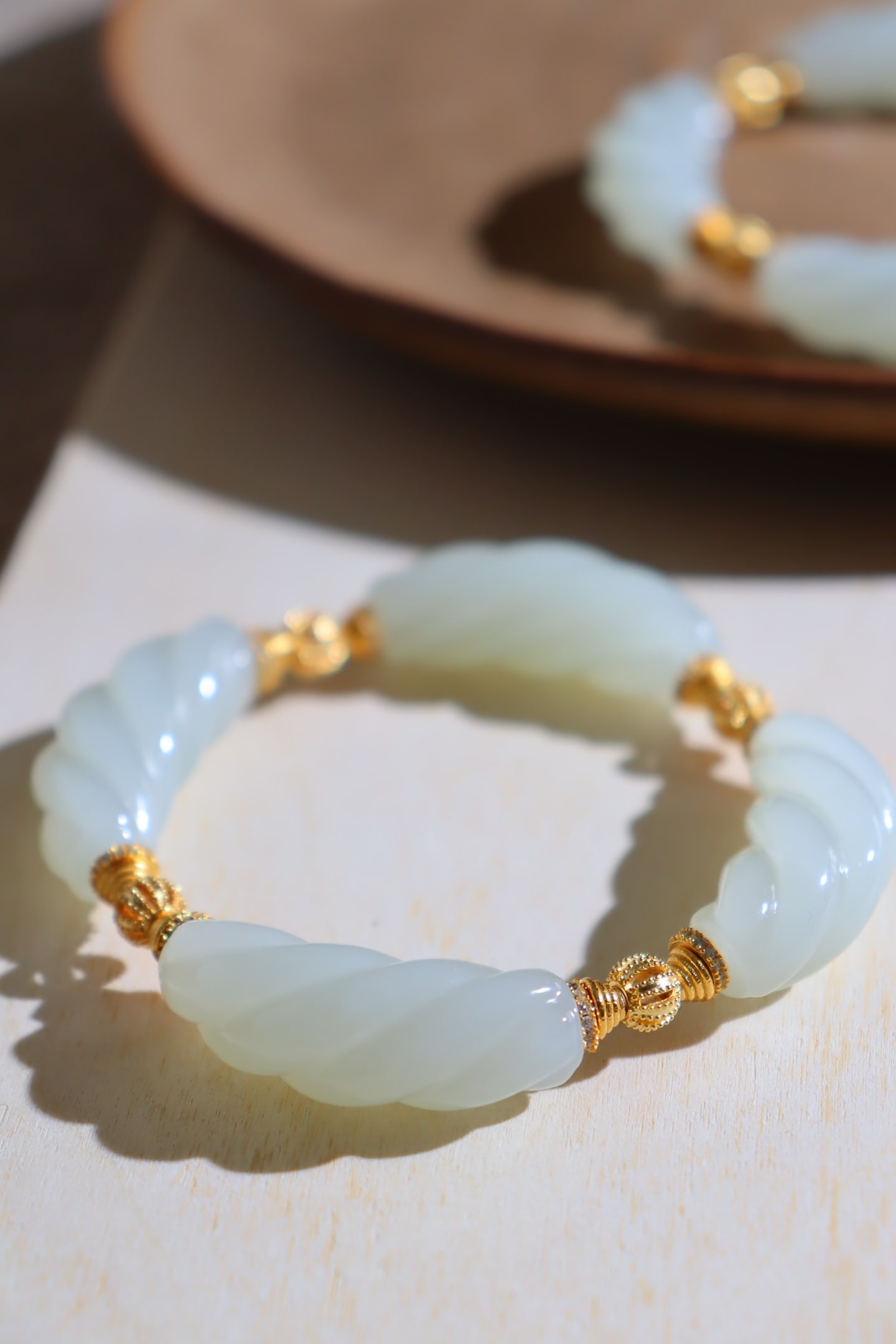 Silver & Hetian Jade Bracelet Bangle - 2