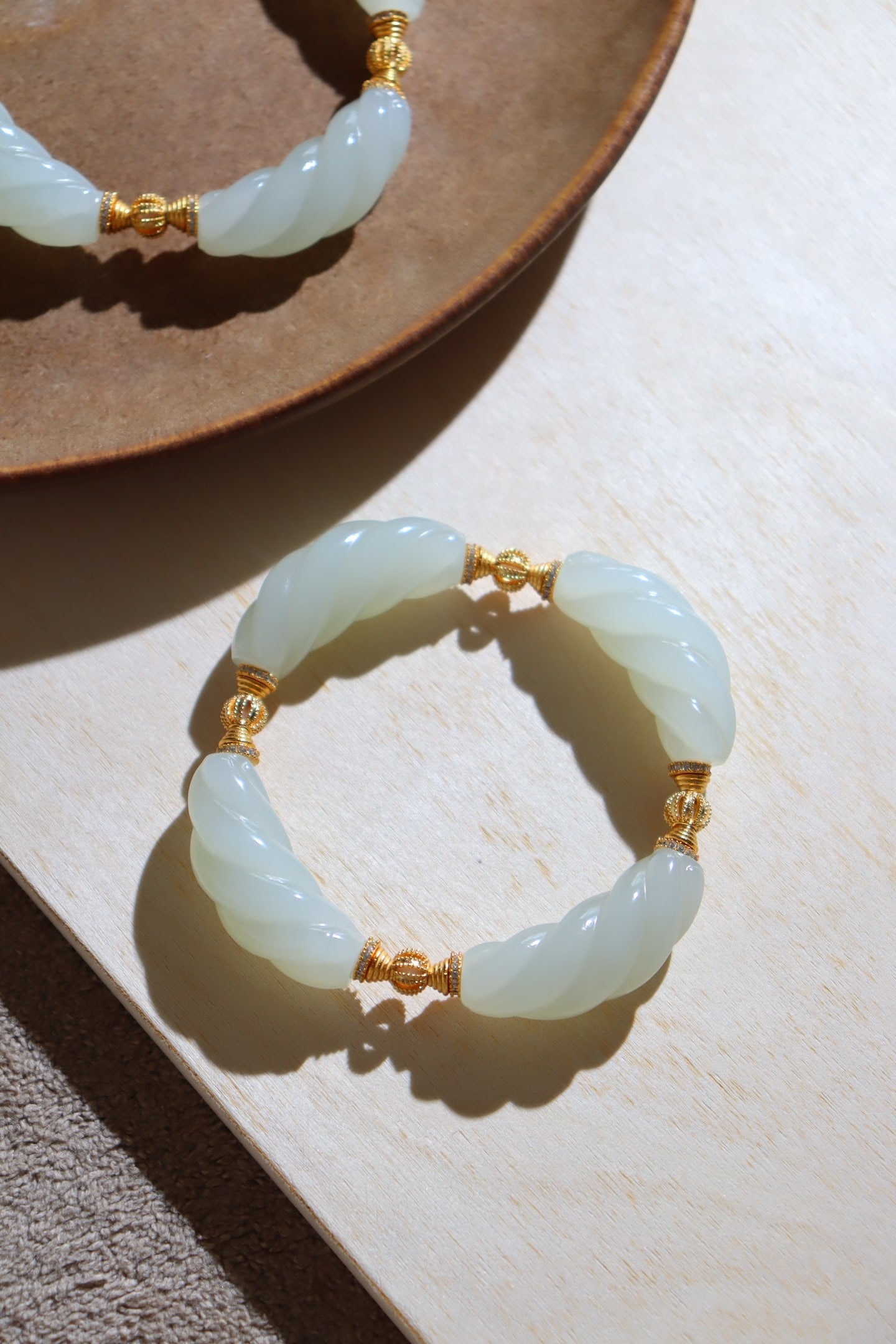Silver & Hetian Jade Bracelet Bangle - 4