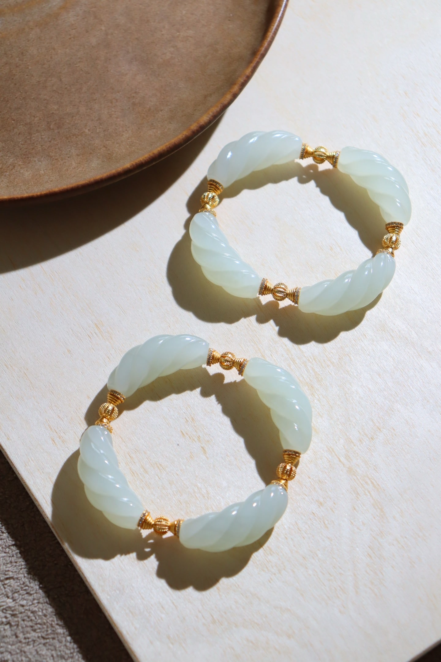 Silver & Hetian Jade Bracelet Bangle - 5