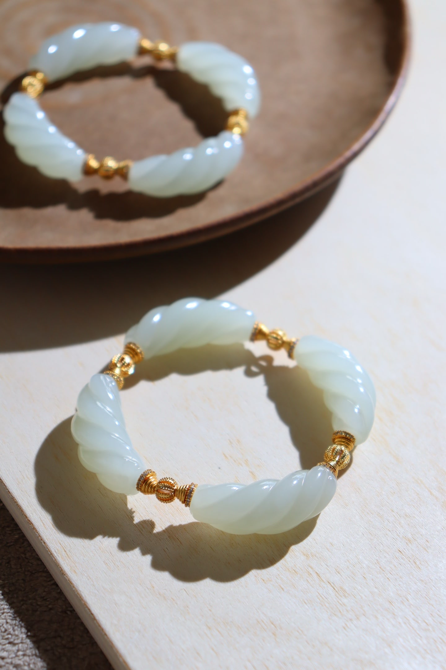 Silver & Hetian Jade Bracelet Bangle - 6