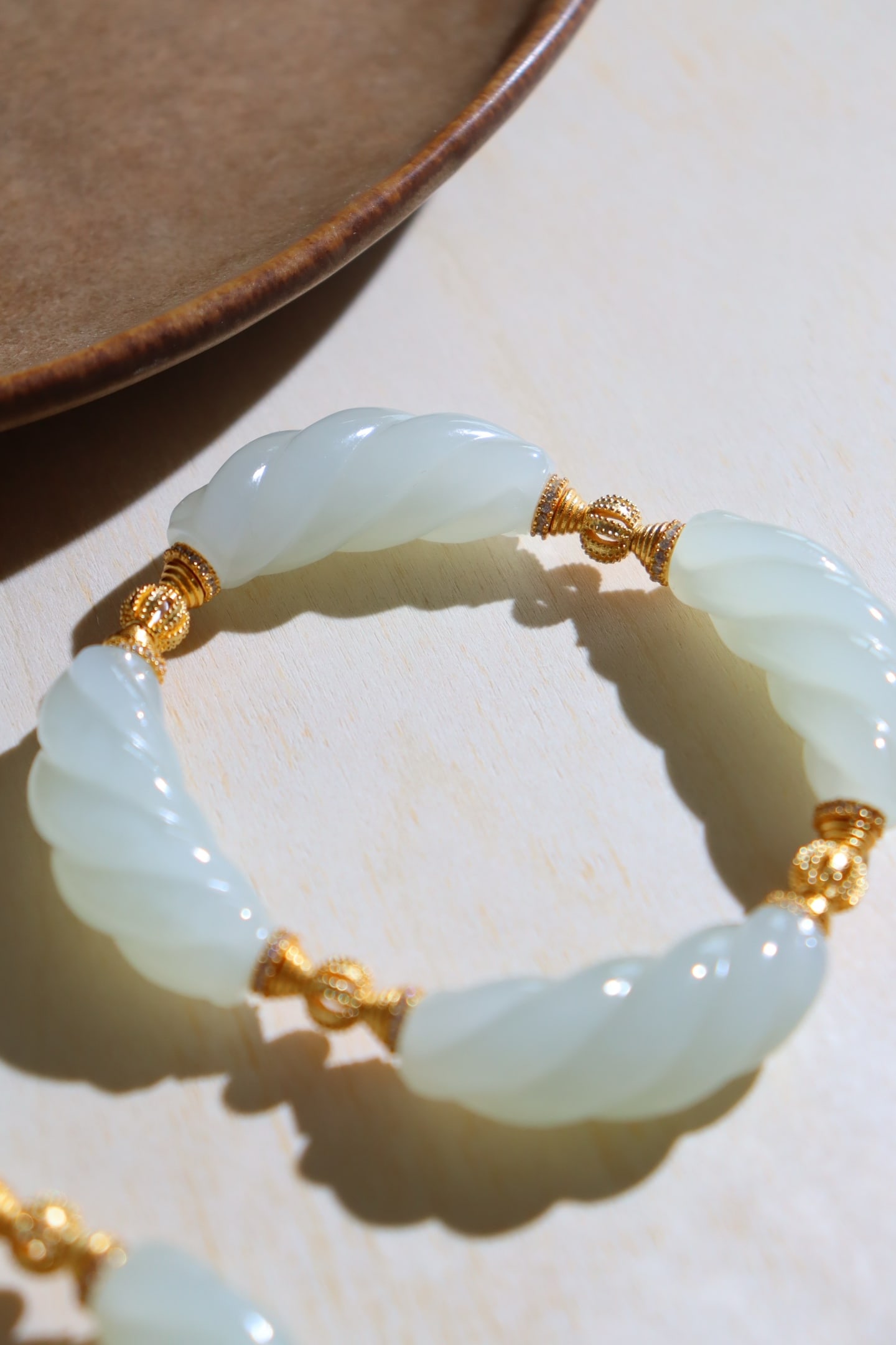 Silver & Hetian Jade Bracelet Bangle - 7