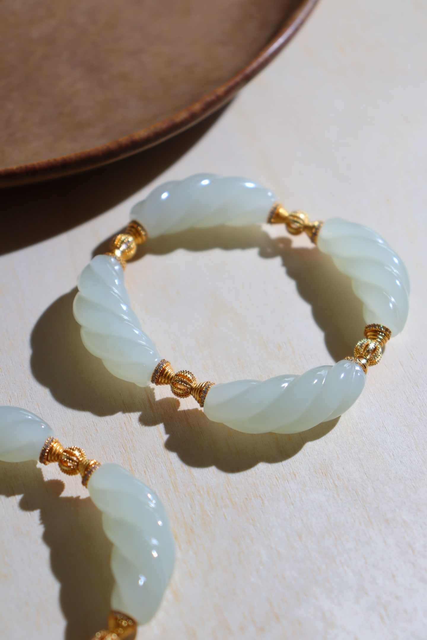 Silver & Hetian Jade Bracelet Bangle - 8