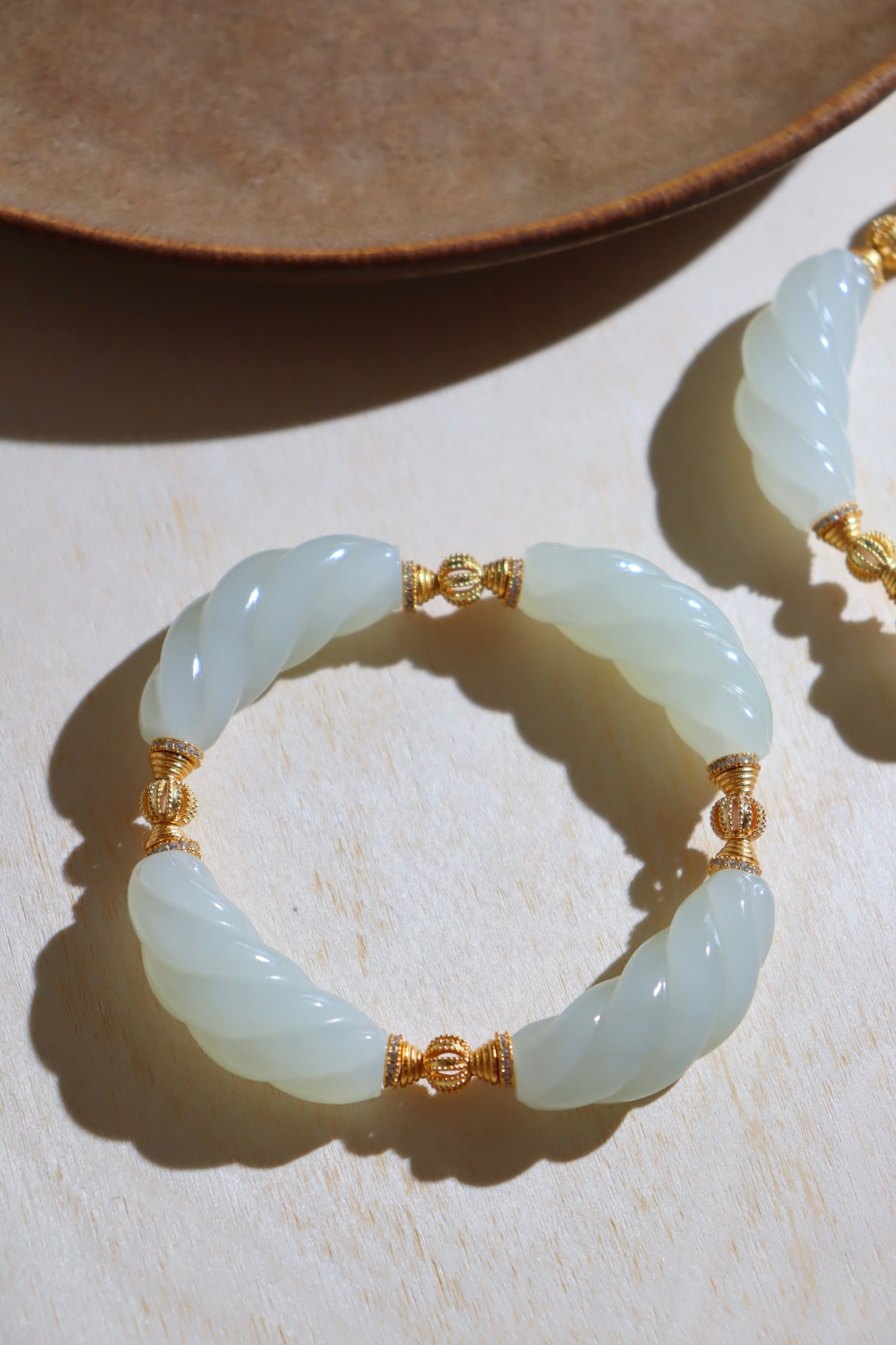 Silver & Hetian Jade Bracelet Bangle - 9