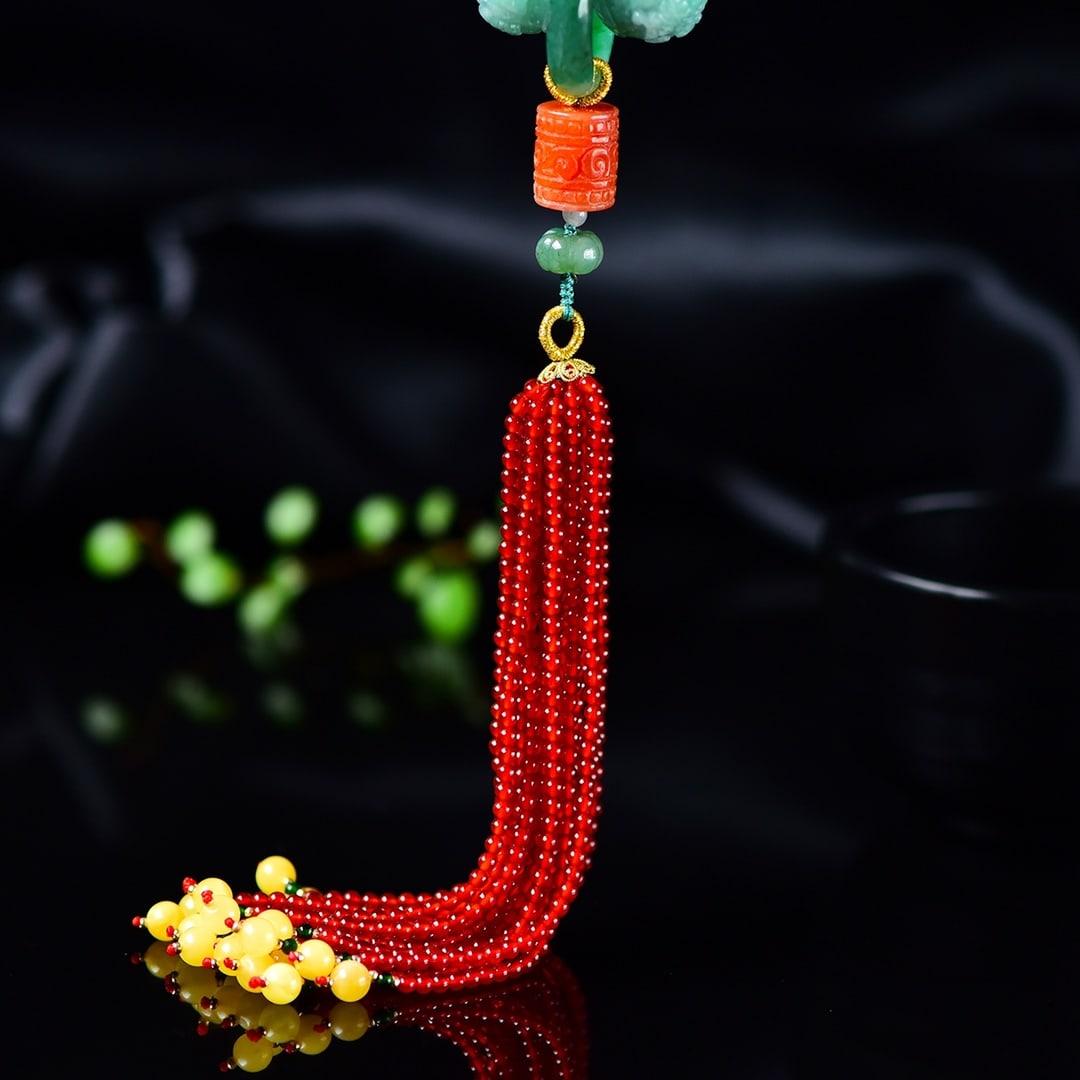 Natural Green Jadeite Beads Hand Chain with Certificate - 5