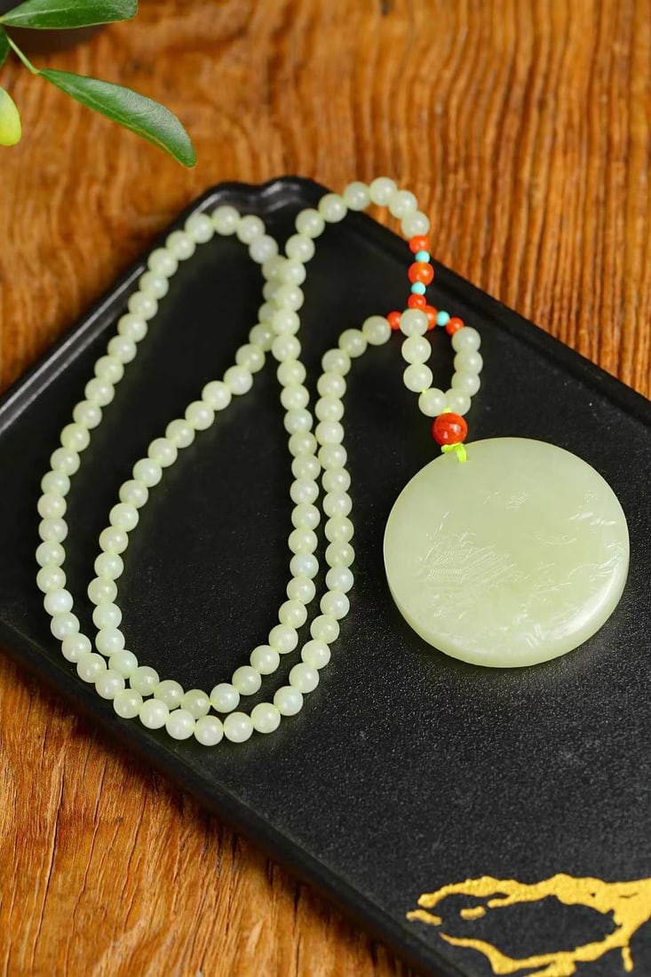 Hetian Jade Hand-carved Dragon & Scenery Pendant w Certificate - 6