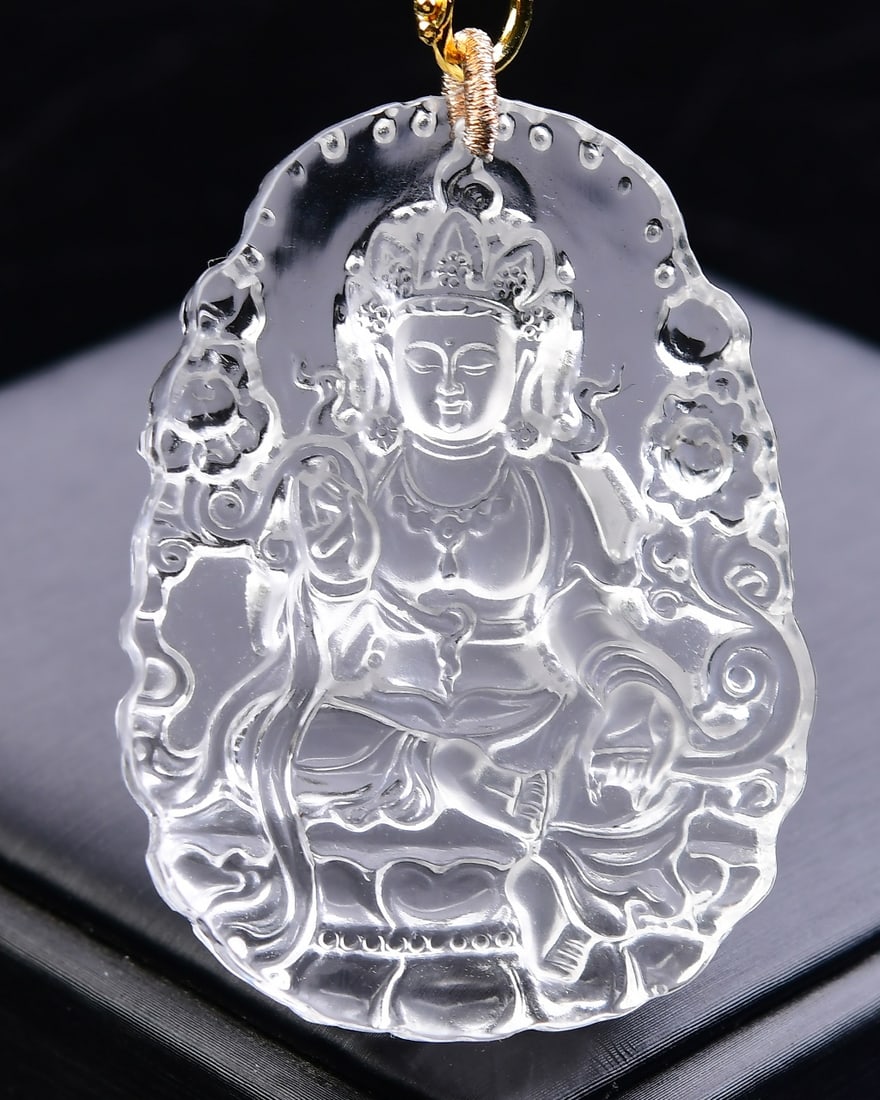 White Crystal Pendant & Necklace - Kwan-yin - 2