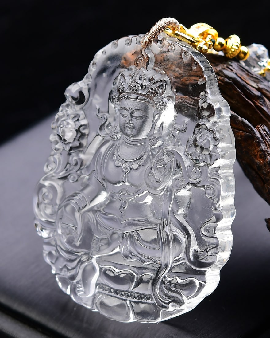 White Crystal Pendant & Necklace - Kwan-yin - 4