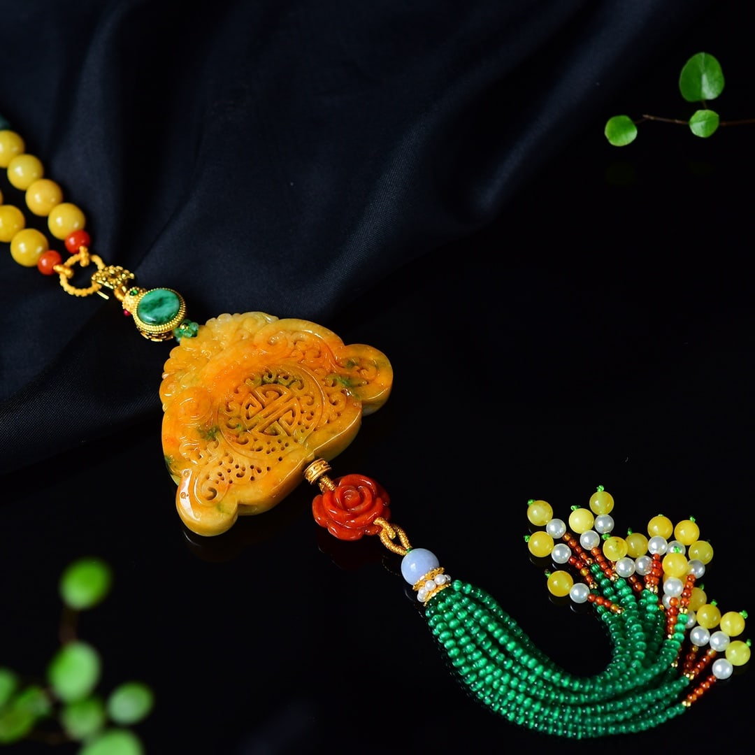 Yellow Jadeite,Red Jadeite Pendant & Necklace - 2