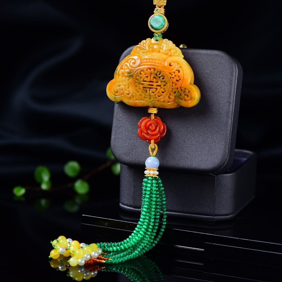 Yellow Jadeite,Red Jadeite Pendant & Necklace - 3