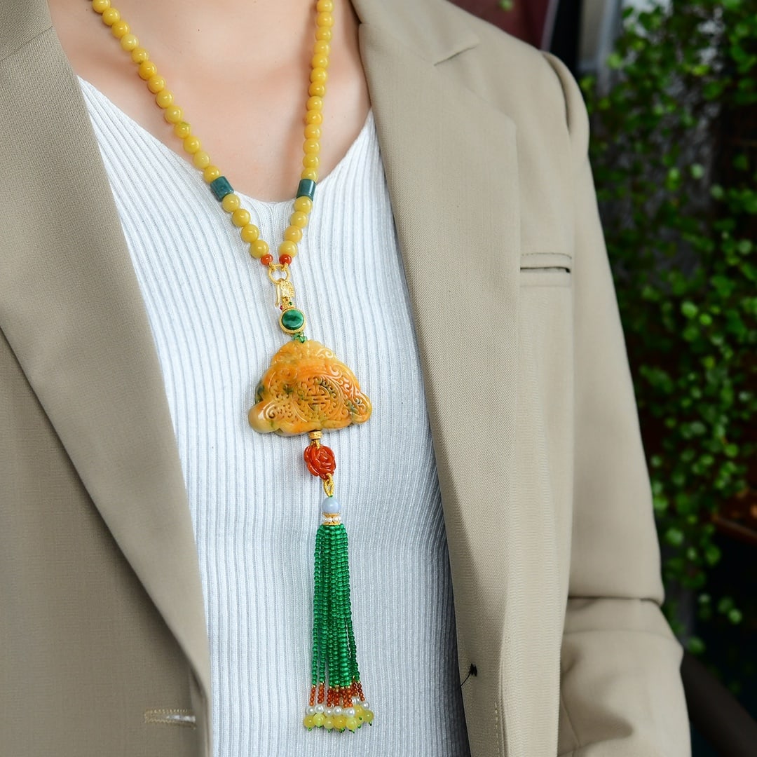 Yellow Jadeite,Red Jadeite Pendant & Necklace - 5