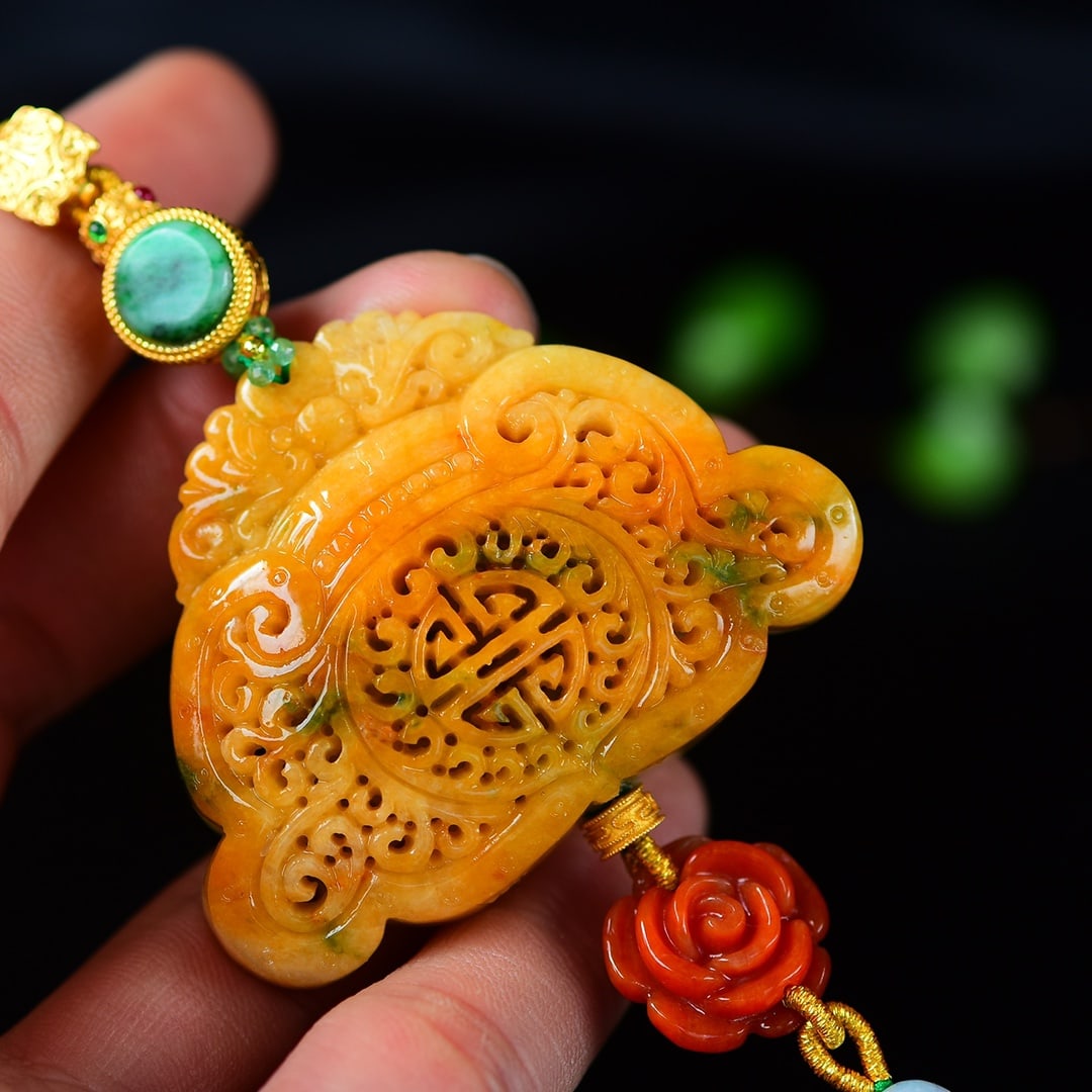 Yellow Jadeite,Red Jadeite Pendant & Necklace - 6