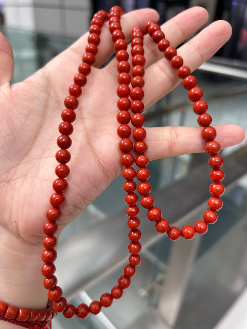 6.8mm Nanhong Agate Beads Hand Chain Necklace - 5