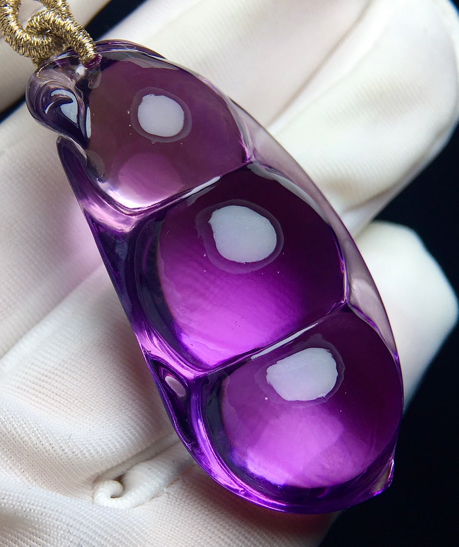 Amethyst Pendant & Necklace - Bean - 3
